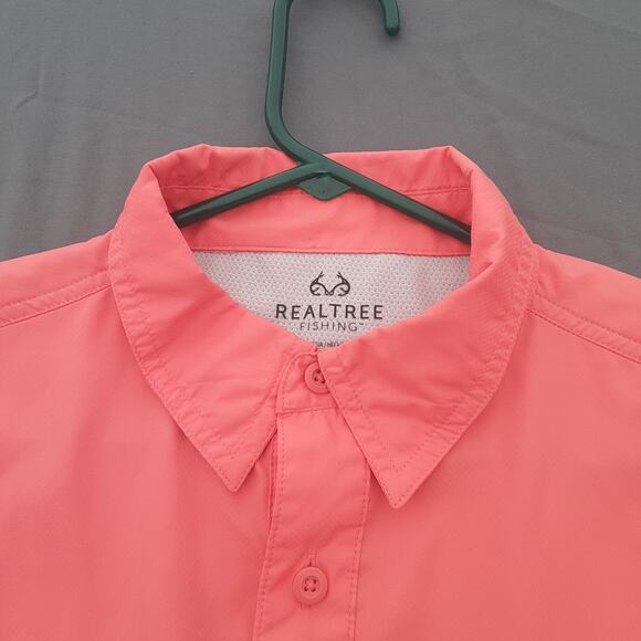 Realtree Fishing Shirt Size Small Salmon Button Up Short Sleeve Pockets Vented - Picture 4 of 10